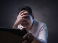 Upset Man Crying When Looking at Laptop Royalty Free Stock Photo