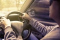 Young Asian Man Driving a Car Royalty Free Stock Photo