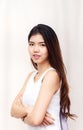 Portrait young Asian pretty student woman smiling Royalty Free Stock Photo