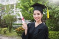 Portrait of young asian woman on her graduated day Royalty Free Stock Photo