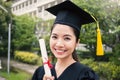 Portrait of young asian woman on her graduated day Royalty Free Stock Photo