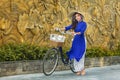 Young asian woman in traditional vietnamese dress ao dai