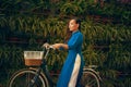 Young asian woman in traditional vietnamese dress ao dai