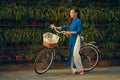 Young asian woman in traditional vietnamese dress ao dai