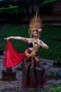 Portrait of a young Asian woman wearing an Apsara dress with ghost face makeup Royalty Free Stock Photo