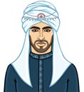 Portrait of the young attractive Arab man in a turban. Royalty Free Stock Photo