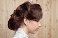 Portrait of young attractive bride hairstyle Royalty Free Stock Photo