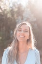 Portrait of a young and attractive caucasian woman near a forest Royalty Free Stock Photo