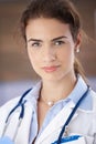 Portrait of young attractive female doctor smiling Royalty Free Stock Photo