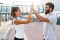 Portrait of young attractive happy fitness couple Royalty Free Stock Photo