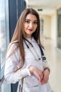 Portrait of a young attractive smiling nurse in uniform Royalty Free Stock Photo