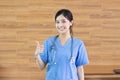Portrait Young beautiful asian successful female doctor or nurse with stethoscope Royalty Free Stock Photo