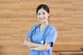 Portrait Young beautiful asian successful female doctor or nurse with stethoscope Royalty Free Stock Photo