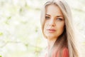 Portrait of young beautiful blond woman outdoors Royalty Free Stock Photo