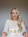 Portrait of a young beautiful blonde girl on birthday Royalty Free Stock Photo