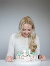 Portrait of a young beautiful blonde girl on birthday Royalty Free Stock Photo