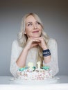 Portrait of a young beautiful blonde girl on birthday Royalty Free Stock Photo