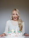 Portrait of a young beautiful blonde girl on birthday Royalty Free Stock Photo