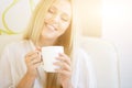 Portrait of woman drinking coffee Royalty Free Stock Photo