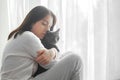 portrait of a young beautiful girl with a cat Royalty Free Stock Photo