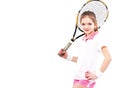 Portrait of a young beautiful girl tennis player