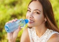 Portrait of young beautiful girl and water Royalty Free Stock Photo