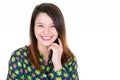 Portrait of young beautiful and happy Latin woman with big toothy smile excited and cheerful Royalty Free Stock Photo