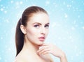 Portrait of young, beautiful and healthy woman: over winter back Royalty Free Stock Photo