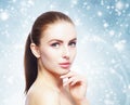 Portrait of young, beautiful and healthy woman: over winter back Royalty Free Stock Photo