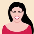 Portrait of a young beautiful laughing Asian girl. Vector illustration