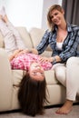 Portrait of young beautiful mother with her teenage daughter Royalty Free Stock Photo