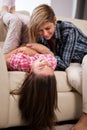 Portrait of young beautiful mother with her teenage daughter Royalty Free Stock Photo