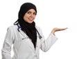 Portrait of young beautiful muslim female doctor celebrating success Royalty Free Stock Photo