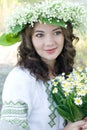 Portrait of a young beautiful in traditional Ukrainian shirt Royalty Free Stock Photo