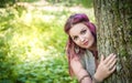 Portrait of beautiful woman boho style with red hair outdoor Royalty Free Stock Photo