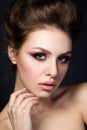 Portrait of young beautiful woman with evening make up Royalty Free Stock Photo