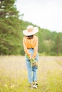 Portrait of young beautiful woman on green background summer nature Royalty Free Stock Photo