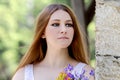 Young woman with wildflowers Royalty Free Stock Photo