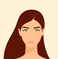 Portrait of a young beautiful woman with long brown hair and green eyes Royalty Free Stock Photo