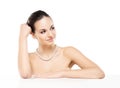 Portrait of a young and beautiful woman in a pearl necklace Royalty Free Stock Photo