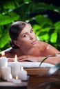 Beautiful woman in spa environment. Royalty Free Stock Photo