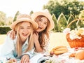 Portrait of young and beautiful women posing outdoors Royalty Free Stock Photo