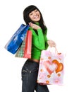 Portrait of young beautifull woman with bags