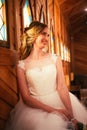 Portrait young beauty bride near the window Royalty Free Stock Photo