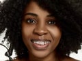 Portrait of a young black woman smiling with braces Royalty Free Stock Photo