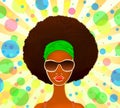 Portrait of a young black woman on a festive background, model of fashion, illustration Royalty Free Stock Photo