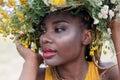 Portrait of a young black woman, model of fashion