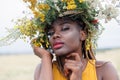 Portrait of a young black woman, model of fashion