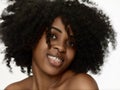 Portrait of a young black woman smiling with braces Royalty Free Stock Photo