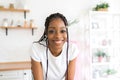 Portrait young black woman smiling happy braids Royalty Free Stock Photo